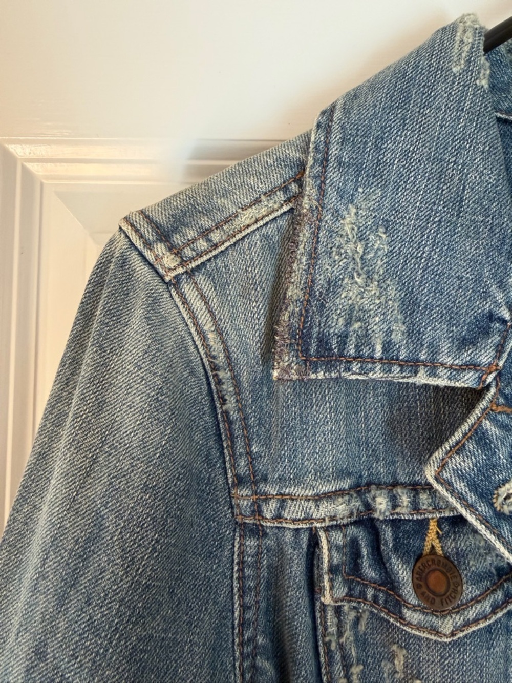 Abercrombie & Fitch Distressed Denim Jacket - Picture 3 of 14